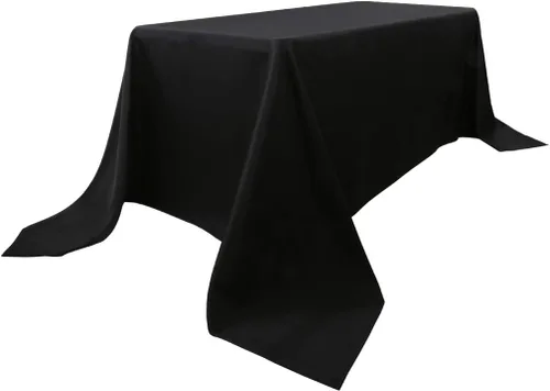 Miniatura 4 de Mantel rectangular de poliéster de 60 x 102 pulgadas, color negro, lavable para mesa de 6 pies, perfecto para bodas, fiestas, restaurantes