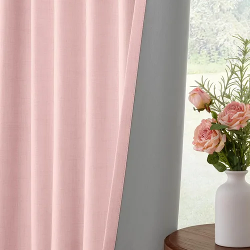 Miniatura 6 de INOVADAY Cortinas 100% opacas para dormitorio, cortinas opacas de 84 pulgadas de largo, cortinas opacas de lino con anillos de clip, aislamiento