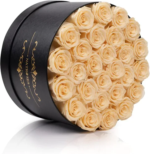 Miniatura 3 de NATROSES 27 Rosas Preservadas para Siempre en una Caja, Flores Preservadas para Entrega de Cumpleaños, para Mamá, Buttermilk Suero de mantequilla