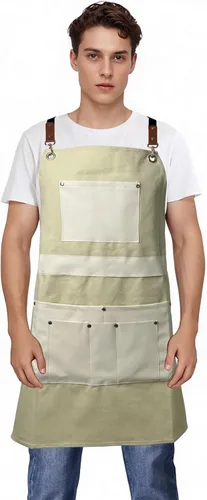 Pelocapa Woodworking Tools Apron for Men Heavy Duty Waterproof Cotton Canvas Apron with 6 Pockets