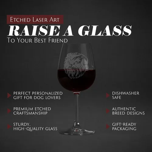 Miniatura 3 de Copa de vino de 12.75 onzas con diseño de perro grabado , A