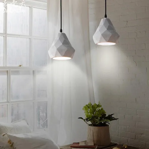 Miniatura 6 de Lámpara colgante de hormigón industrial para isla de cocina moderna Iluminación colgante de techo altura ajustable E27/E26 sockets araña
