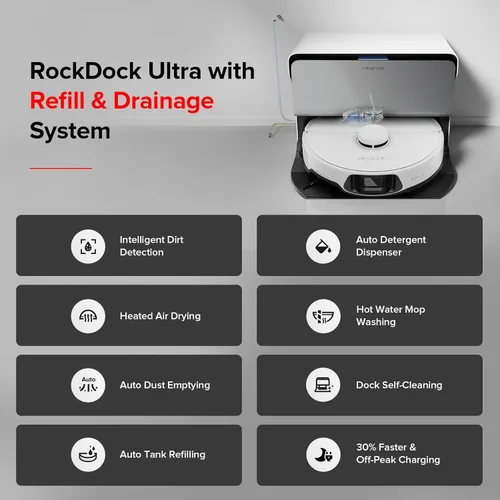 Miniatura 3 de roborock S8 MaxV Ultra con sistema de recarga y drenaje, aspiradora y trapeador robot, verifique el espacio de instalación primero, diseño FlexiArm