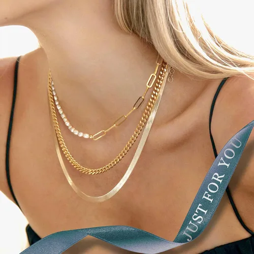 Miniatura 4 de shownii Collar de perlas naturales para mujer, chapado en oro real de 14 quilates, clip de papel de perlas de agua dulce, collar de cadena