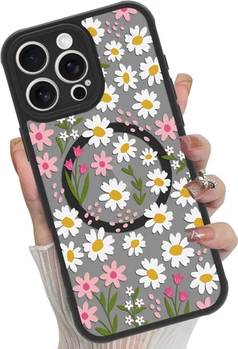 Miniatura 20 de Funda magnética para iPhone 17 Pro [compatible con MagSafe], bonita funda de moda con estampado de leopardo negro, translúcida, mate, parte trasera