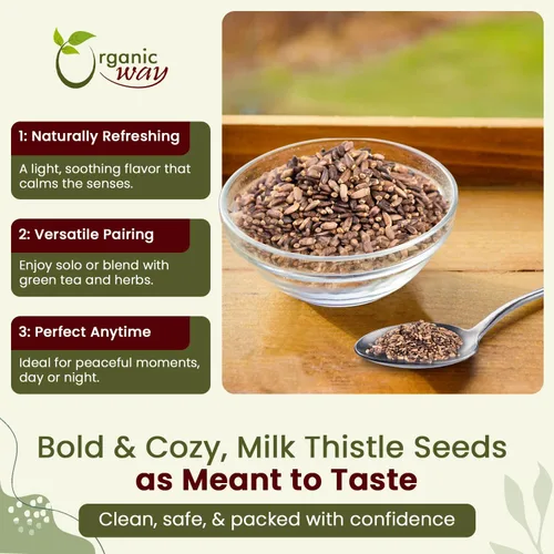 Miniatura 3 de Organic Way Semillas enteras de cardo mariano (Silybum marianum) - Té de hierbas Cosecha silvestre europea, certificado orgánico y kosher, vegano