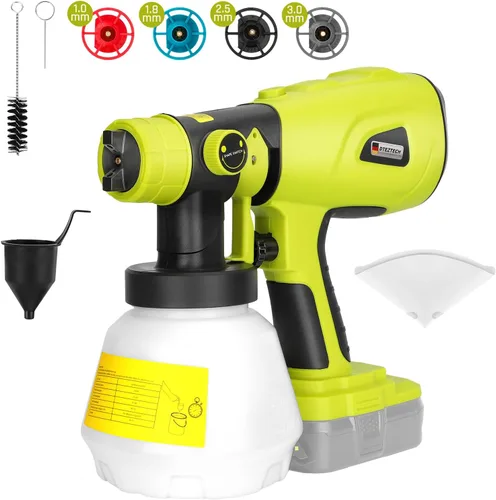 Rociador de pintura para batería Ryobi ONE+ 18V Li-ion Ni-Cad Ni-Mh, pistola de pintura en aerosol HVLP con motor sin escobillas y boquilla de