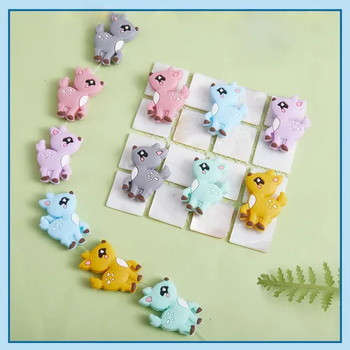 Miniatura 4 de 12 cuentas focales de silicona de animales para hacer llaveros con cuentas focales de ciervos para bolígrafos, pulseras de bricolaje, manualidades