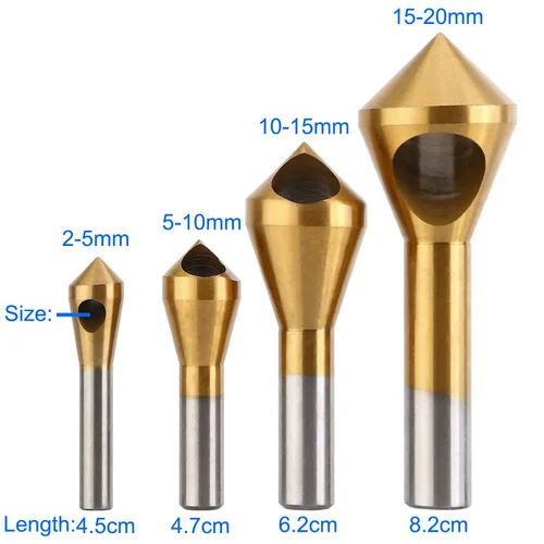 Miniatura 3 de 4pcs titanio recubierto avellanado chaflán herramienta desbarbado herramienta conjunto metal madera brocas Zhongbo negocio