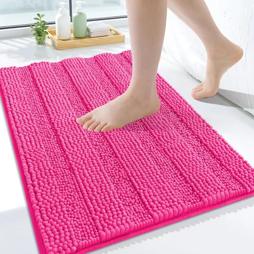 Miniatura 99 de Grandaily Alfombras de baño de felpilla a rayas de 24 x 16 pulgadas, extra gruesas y suaves, absorbentes, parte trasera de goma, alfombra de ducha