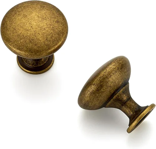 Ravinte - Paquete de 1 manija redonda de latón antiguo y zinc para gabinetes de cocina, baño, armario y cómoda