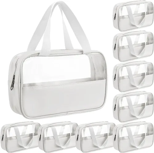 Miniatura 19 de Buryeah 9 piezas translúcidas bolsa de maquillaje organizador de artículos de tocador para mujeres y hombres, bolsa de viaje portátil impermeable