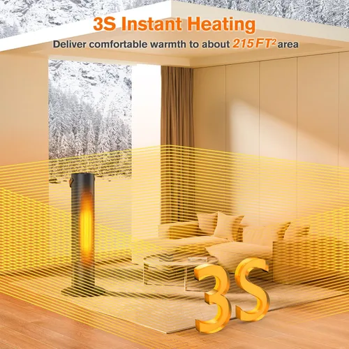 Miniatura 5 de Combo de calentador de torre y ventilador 2 en 1, calentadores eléctricos de 25 pulgadas para uso en interiores, oscilación de 70°, calefacción