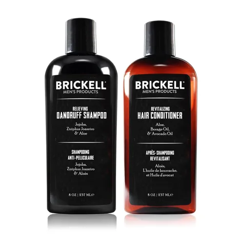 Brickell - Rutina diaria para el cuidado del cabello, champú y acondicionador para la caspa para hombres, todo natural y orgánico, perfumado