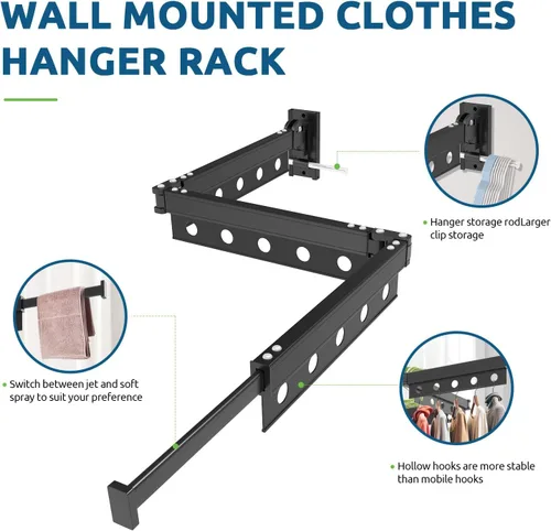 Miniatura 3 de Tendedero para ropa montado en la pared, plegable de varios niveles, ahorro de espacio, para interiores y exteriores, retráctil, plegable