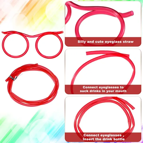 Miniatura 3 de 8 vasos de paja tontos, pajitas locas y divertidas, novedosas gafas para beber para reuniones anuales, fiestas divertidas, cumpleaños, varios