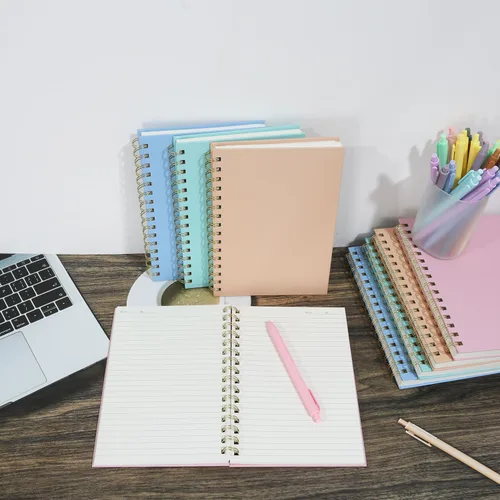 Miniatura 7 de Paquete de 4 cuadernos en espiral de tapa dura de 5.7 x 8.5 pulgadas, 80 hojas/160 páginas, cuaderno rayado universitario, papel grueso de 100 GSM