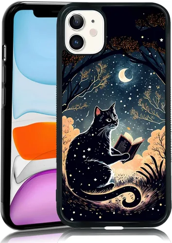 Miniatura 26 de Elegante funda de teléfono con diseño de gato Marie compatible con iPhone 11, funda de encaje dorado para iPhone, a prueba de golpes, rosa fucsia