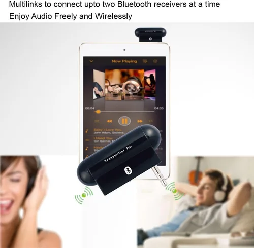 Miniatura 3 de Alead TxPro - Transmisor de audio estéreo inalámbrico multienlace Bluetooth (A2DP) con enchufe de audio de 0.138 in, para iPod, iPad, Zune, Zen
