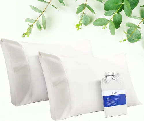 Miniatura 15 de Paquete de 2 fundas de almohada refrescantes de eucalipto Tencel tamaño King, color blanco nieve, absorben la humedad para sudores nocturnos, secado