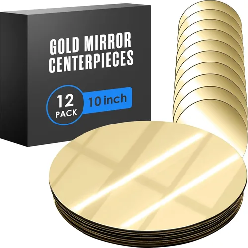 Miniatura 13 de Houseables Mirror Centerpieces for Tables, Round Mirrors for Centerpieces, Mirrored Trays, Round Table Plate Tray, Circle, Glass Charger, Wedding