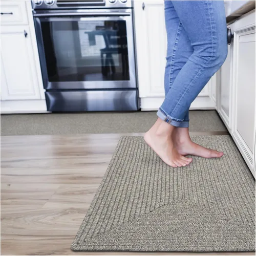 Miniatura 107 de Alfombra ovalada trenzada gris humo de 20 x 30 pulgadas, lavable para interiores y exteriores, decoración campestre para cocinas y entradas
