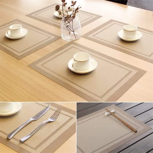 Miniatura 4 de Manteles individuales, manteles individuales de PVC lavables, manteles individuales de vinilo tejido para mesa de comedor