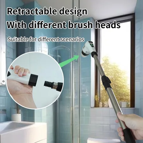 Miniatura 5 de Limpiador eléctrico giratorio, cepillo de limpieza inalámbrico con extensión ajustable para el hogar, 9 cabezales de cepillo reemplazables, 2