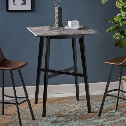 Miniatura 2 de Christopher Knight Home Daisy Modern Bar - Mesa laminada con patas de madera de caucho y acabado de mármol Paladina, color negro