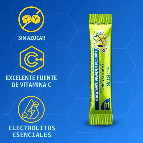 Miniatura 3 de Bebida en polvo Qwik Stik de Sqwincher, con electrolitos y sin azúcar (contiene 50 unidades), verde limón- lima , 50
