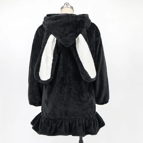 Miniatura 6 de Sudadera con capucha para mujer, con orejas de conejo, de manga larga, mullida, mullida, con capucha, abrigos