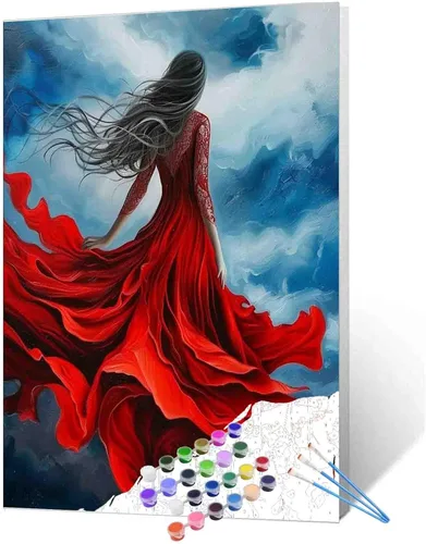 Miniatura 31 de TUMOVO Pintura por números para niñas con flores para adultos, principiantes, mujeres rodeadas de abejas, pintura acrílica por números, pintura