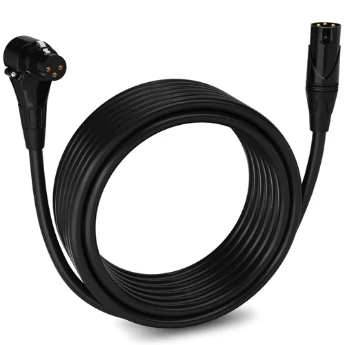 Miniatura 122 de LyxPro Cable de micrófono XLR hembra a macho de ángulo recto de 3 pines de 1.5 pies para altavoces amplificados, interfaz de audio, rendimiento