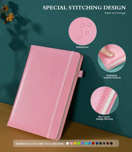 Miniatura 3 de Ansopu Cuaderno rayado para mujeres, A5 100 GSM papel grueso, diario de cuero rosa para escribir, diario de viaje 160 páginas (14.6 x 21.3 cm)
