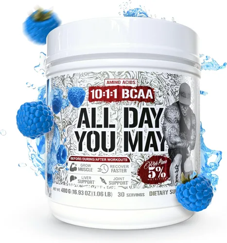 Miniatura 8 de 5% Nutrition Rich Piana AllDayYouMay BCAA Powder Aminoácidos prémium para intra y después del entrenamiento, EAA, electrolitos Hidratación