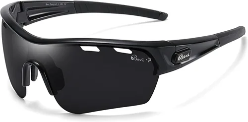 Miniatura 9 de Bevi Lentes de sol deportivos polarizados TR90, marco duradero y ultraligero para hombres y mujeres, béisbol, correr, ciclismo, golf Amarillo Azul