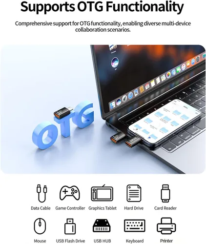 Miniatura 7 de BOMIE Adaptador USB C a USB, paquete de 10 unidades, 6A 120 W, carga rápida, transferencia de datos de 10 Gbps, USB C macho a USB 3.2 hembra OTG