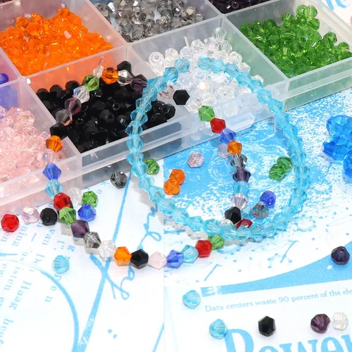 Miniatura 2 de 100 cuentas de cristal de bicona facetadas AB transparentes pequeñas y sueltas espaciadores para pulseras, manualidades, suministros de fabricación