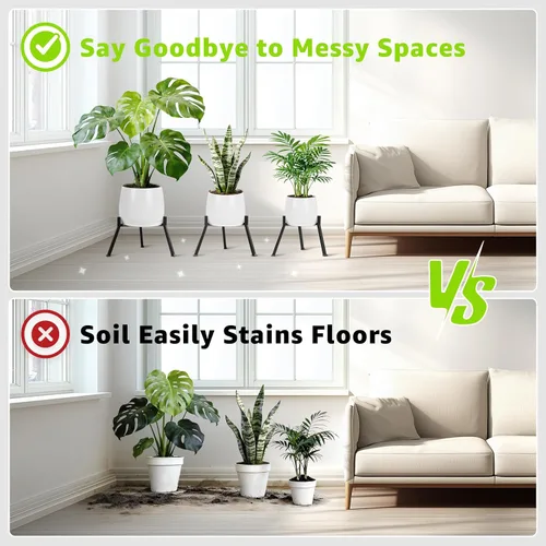 Miniatura 5 de Soporte de metal para plantas para interiores y exteriores, soporte de metal antioxidante, soportes de esquina estables para macetas de 5.9 a 8.7