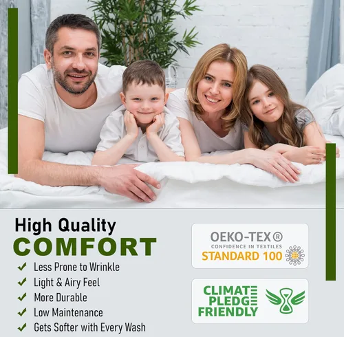 Miniatura 7 de Ruvanti - Sábanas de cama de 100 % algodón, juego de 4 piezas de cama, juego de sábanas azules de tamaño Matrimonial, tela suave, transpirable