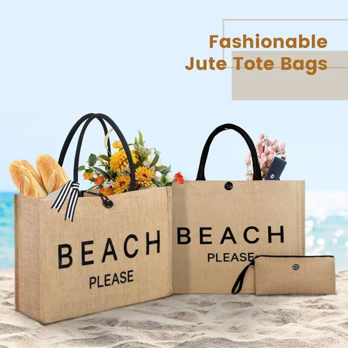 Miniatura 6 de Bolsa de playa grande para mujer, bolsa de playa tejida de paja impermeable, tejido de natación, gimnasio, compras, bolsa de viaje con botón