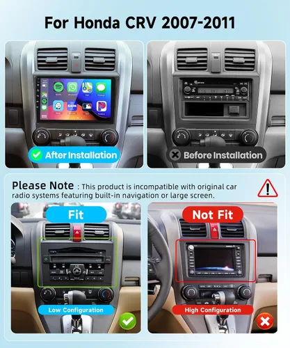 Miniatura 2 de Estéreo de coche Android 2G+64G para Honda CRV 2007-2011 con Carplay inalámbrico/Android Auto con navegación GPS WiFi, pantalla táctil de 9