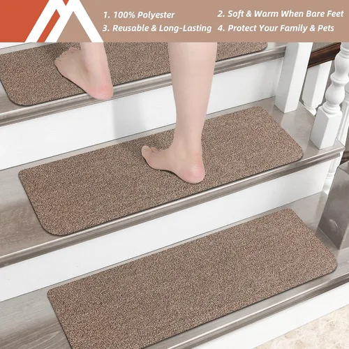 Miniatura 7 de Cosy Homeer - Alfombra antirresbalante para escaleras, de 30.0 x 8.0 in, para escalones de madera, alfombras para niños y perros, 100% poliéster, 15