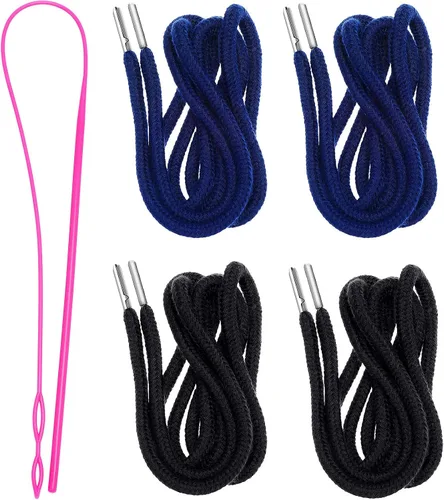 Miniatura 15 de Jetec Cordones de repuesto con cordón fácil de enhebrar para pantalones deportivos, pantalones cortos, pantalones, chaquetas (beige, azul marino)