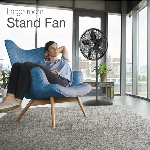 Miniatura 6 de Lasko Pedestal oscilante y ventiladores de soporte, blanco de 16 pulgadas y negro de 18 pulgadas