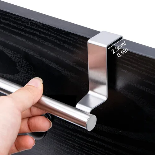 Miniatura 6 de Toallero para puerta de gabinete, toallero de cocina para gabinete, soporte para toallas de cocina de acero inoxidable, colgador de toallas de mano