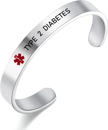 LoEnMe Jewelry Pulseras de alerta médica personalizadas para hombres y mujeres, personalizable, grabado gratuito, acero inoxidable, pulsera de