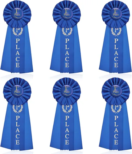Miniatura 8 de Lewtemi 3 paquetes de cintas de roseta con el premio de cinta azul del primer lugar, ganador del premio de la victoria Premio de reconocimiento