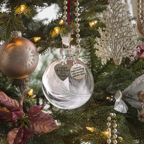 Miniatura 3 de Adorno conmemorativo de Navidad transparente, bola de plumas, A Piece of My Heart is in Heaven, Loss of Loved One Aunt Christmas Tree Hanging Pendan
