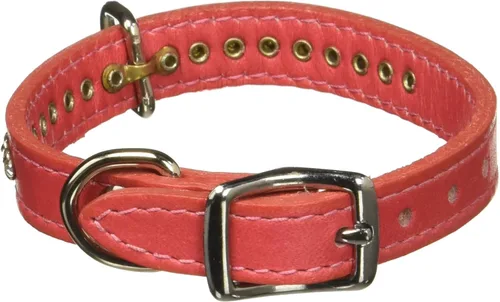 Miniatura 70 de Collar de perro de cuero y cristales de OmniPet Signature, cuero de grano de violeta africana de avestruz, se ajusta a un tamaño de cuello de 6"-8